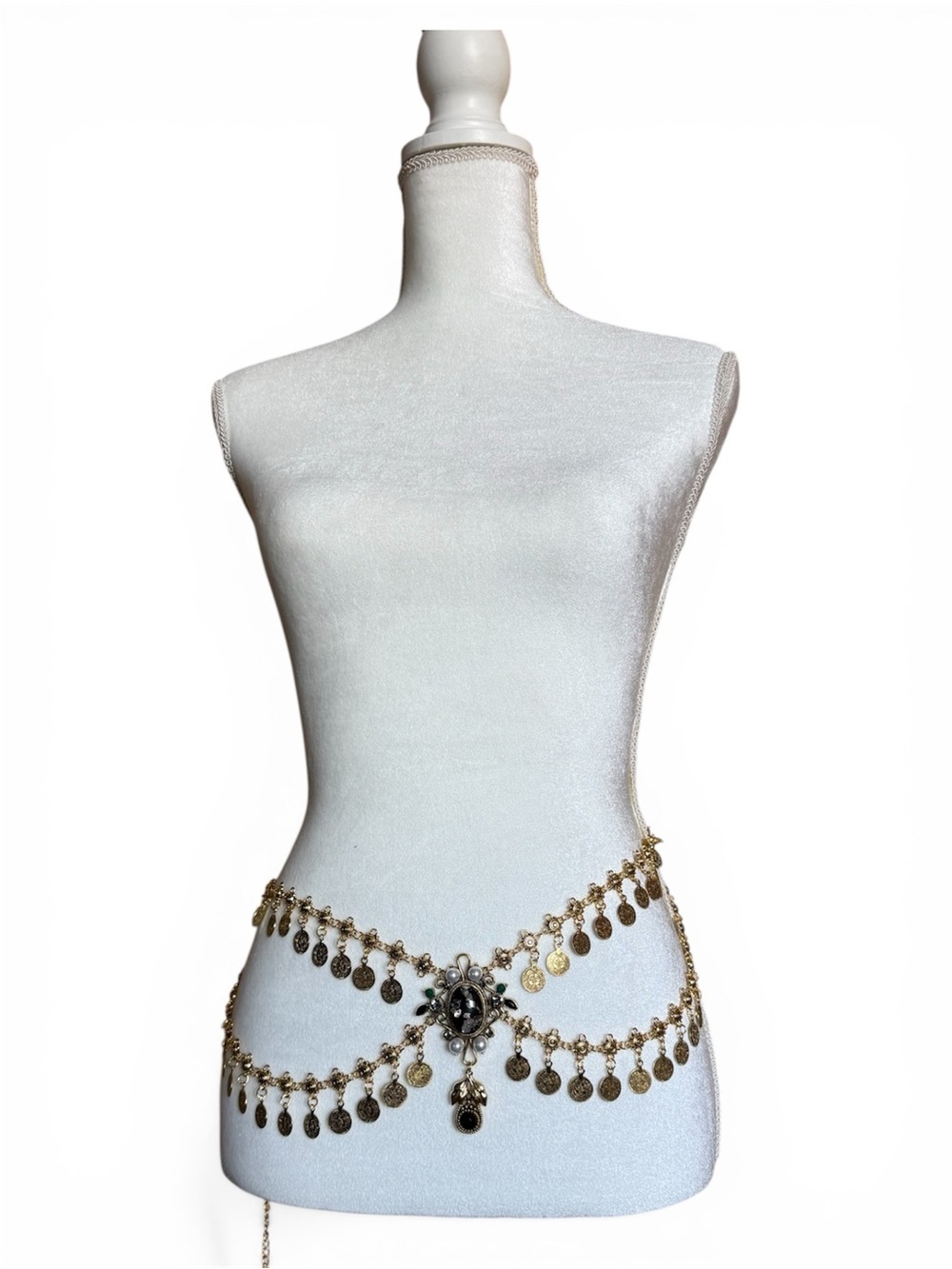 Gold Coin Chain Belly Belt with Decorative Pendant - Picture 3 of 5